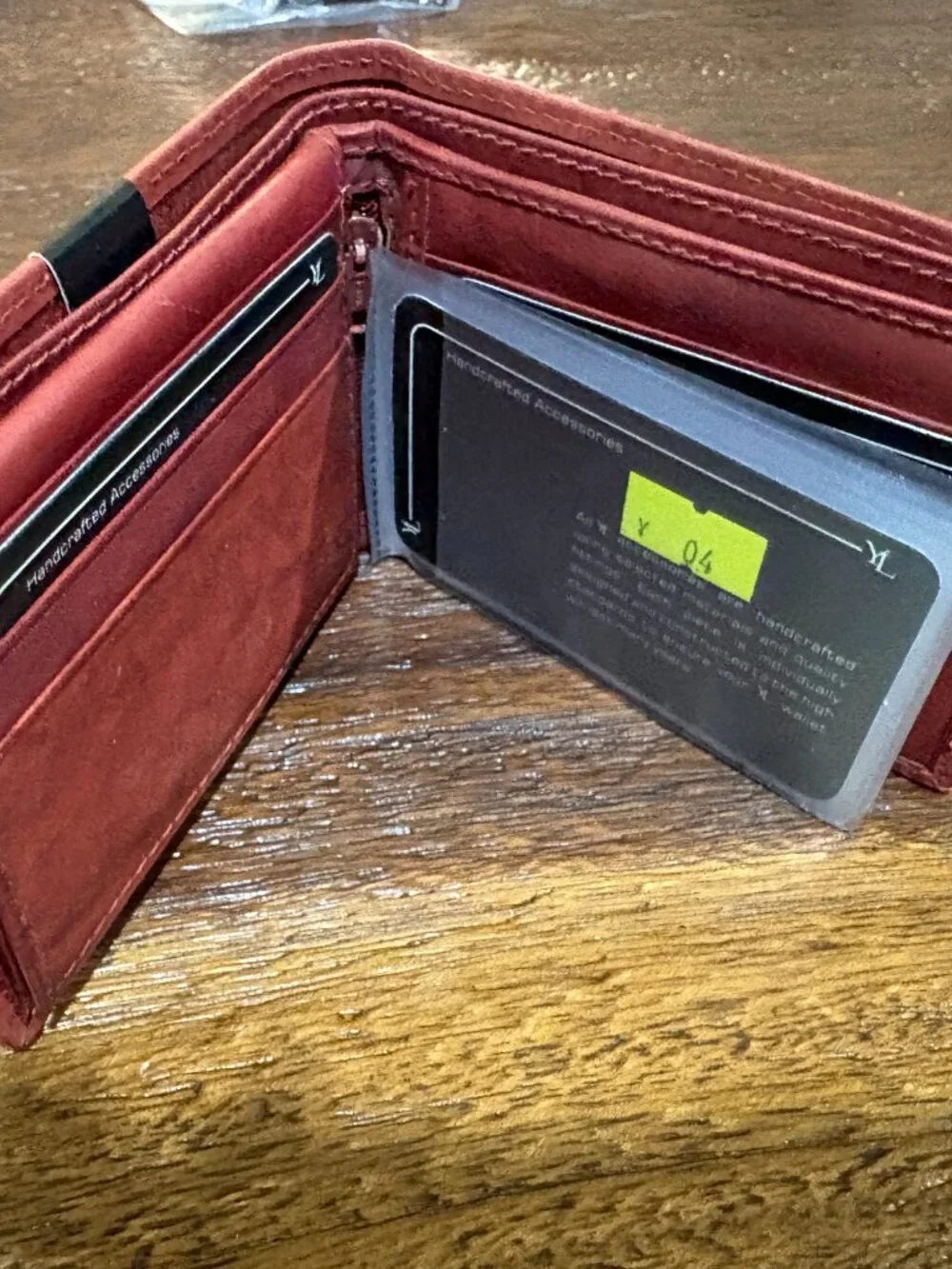 YL Genuine Leather Red Brown Bi-fold Men's Wallet NIP NEW